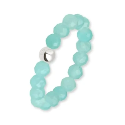 Abbildung von GD GOOD.designs Anxiety Ring aus Amazonit Naturstein Perlen für Damen Perlenring elastisch Anti Stress facettiert I Ringgröße 52 62