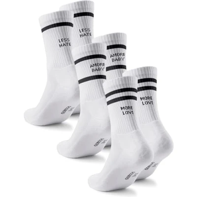Abbildung von Occulto Damen &amp; Herren Statement Tennis Socken 3er Pack (Modell: Leo) Love 35 38