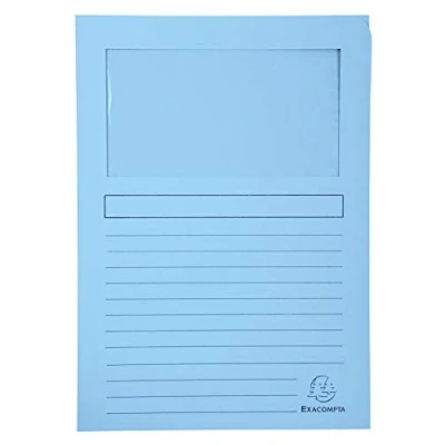 Abbildung von Exacompta 50152E 100er Pack Fenstermappen Super PEFC zertifiziert Karton 160g/m² praktisch und robust für DIN A4 hellblau Dokumentenmappe Einschlagmappe