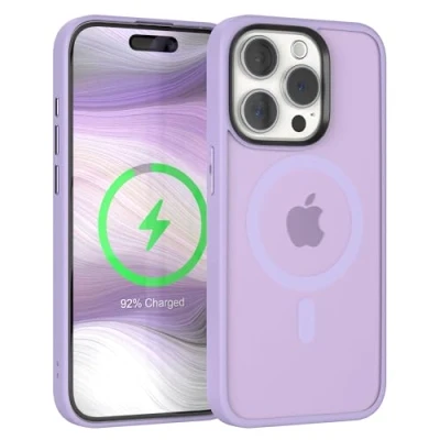 Abbildung von EAZY CASE Ultra Schutz Outdoor Hülle kompatibel mit iPhone 15 Pro Qi Charging, hochwertige Schutzhülle Aufprallschutz, Stoßfest, Kratzfest, Handyhülle Kameraschutz, Lila