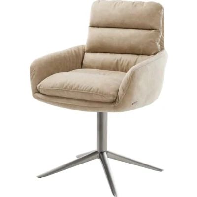 Abbildung von Drehstuhl Abelia Flex mit Armlehnen Mikrofaser Beige Vintage Fußkreuz Graphit 360 drehbar Wippfunktion
