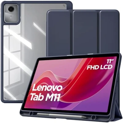 Abbildung von TiMOVO Hülle für Lenovo Tab M11 TB330 11 Zoll 2024 mit Stifthalter, Schlanke Trifold Ständer Schutzhülle Transparente Rückseite M11, Unterstützt Auto Schlaf/Aufwach, Indigo