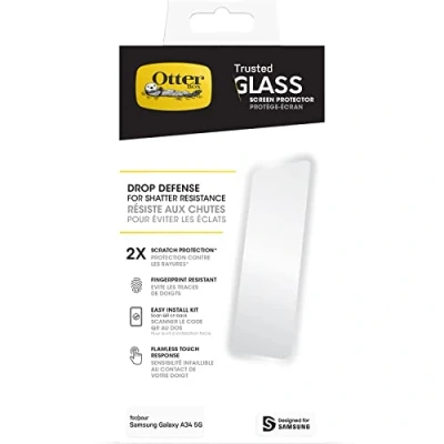 Abbildung von OtterBox Trusted Glass Displayschutz für Samsung Galaxy A34 5G, gehärtetes Glas, x2 Schutz vor Brüchen, Kratzern und Stürzen