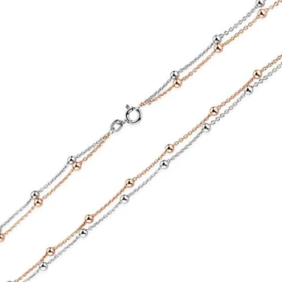 Abbildung von Materia Collierkettchen Damen Kugelkette bicolor doppelreihig CO 33 Rose, aus 925 Silber