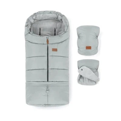 Abbildung von Petite&amp;Mars Schlafsack für Kinderwagen JIBOT * Fußsack Winterschlafsack Kinderwagen, Buggy und Autositz Warrm Wasserdicht Winddicht (Quiet Grey set)