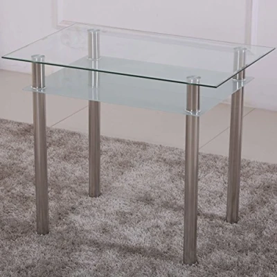 Abbildung von Esstisch Glas mit 6mm Sicherheitsglas &amp; Facettenschliff Glastisch perfekt geeignet als Esszimmertisch/Küchentisch (90x60x75cm, satiniert)