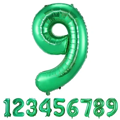 Abbildung von Geburtstag zahlen luftballon 9 jahre Folienballon Kindergeburtstag deko Grün Mädchen Junge jahr 40&quot; 101cm Geburtstags fliegt mit Helium