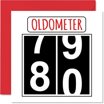 Abbildung von Lustige Karten zum 80. Geburtstag für Männer und Frauen Oldometer Glückwunschkarte Vater Mutter Urgroßvater Opa Kindermädchen Oma 145mm Grußkarten Karte