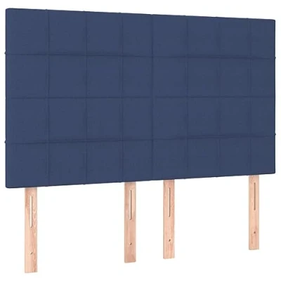 Abbildung von vidaXL 4X Kopfteil Polsterkopfteil Bettkopfteil für Bett Bettrahmen Betthaupt Bettgestell Schlafzimmer Bettzubehör Blau 72x5x78/88cm Stoff
