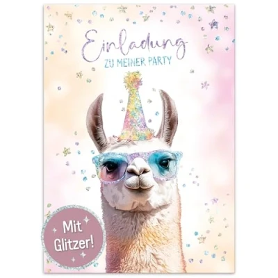 Abbildung von Häfft® Lernfreunde 12 x Einladungskarten Kindergeburtstag A6 Party Lama Einladungen für Kinder, Geburtstags nachhaltig &amp; klimafreundlich
