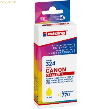 Abbildung von Edding Tintenpatrone ersetzt Canon CLI 551 yellow
