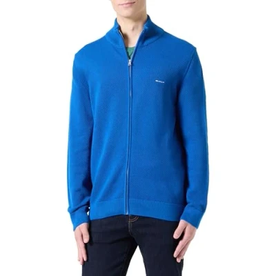 Abbildung von GANT Herren Cotton Pique Zip Cardigan Strickjacke, Lapis Blue, XX Large