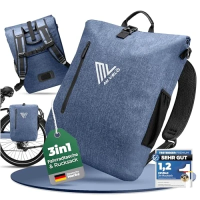 Abbildung von MIVELO Fahrradtasche 3in1 Gepäckträgertasche, Rucksack für Fahrrad Gepäckträger wasserdicht