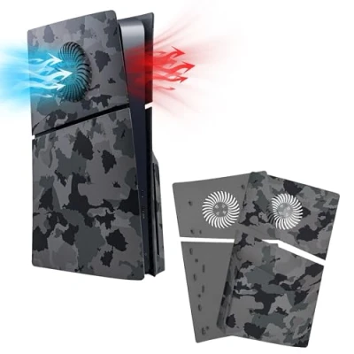 Abbildung von Mcbazel PS5 Slim Frontplattenersatz Faceplates Dauerhafte ABS Schutzersatzabdeckung mit Kühlungsventilzubehör für Playstation 5 Disc Edition Camouflage