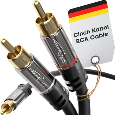 Abbildung von KabelDirekt 0,5 m Cinch Y Kabel, 1 auf 2 Cinch, Stereo Audiokabel (Koax RCA Stecker/Stecker, analog/digital, Adapter für Subwoofer/Verstärker/HiFi und Heimkino/Receiver, schwarz)