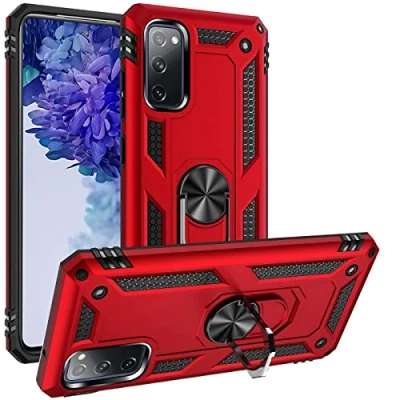 Abbildung von Verco Hybrid Armor Shiel Case für Samsung Galaxy S20 Hülle, extrem robust mit Magnet Fingerring Halter Handyhülle 5G Panzerhülle, Rot