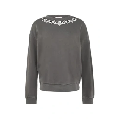 Abbildung von s.Oliver Gewaschenes MIT Schmucksteinen Sweatshirt, Damen, Größe: 32, Dunkelgrau