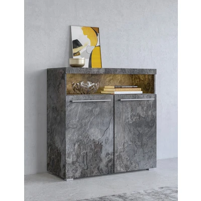 Abbildung von INOSIGN Kommode &quot;India, Breite 91cm, stilvolle Anrichte mit 2 Türen und offene Fach&quot;, Sideboard viel Stauraum, ohne Beleuchtung