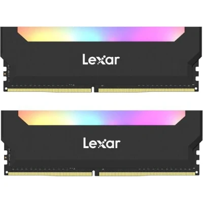 Abbildung von Lexar Hades RGB DDR4 RAM 32GB Kit (16GBx2) 3600 MHz, DRAM 288 Pin U DIMM Desktop Memory, LED Beleuchtung Computer Spiele DRAM, JEDEC / XMP 2.0 Hochleistungs Arbeitsspeicher (LD4BU016G R3600ADLH)
