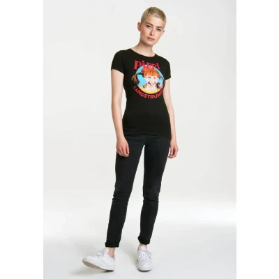 Abbildung von Logoshirt Tshirt Pippi Langstrumpf print, Damen, Größe: Medium, Schwarz