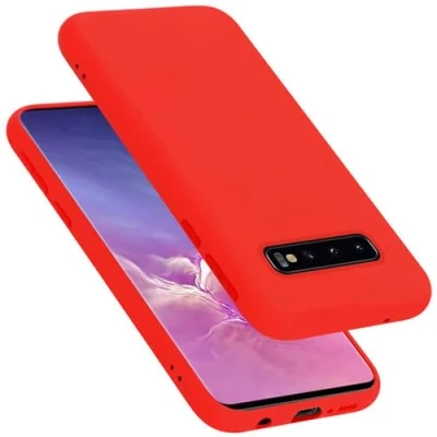 Abbildung von Cadorabo Hülle kompatibel mit Samsung Galaxy S10 4G Silikon Handyhülle für Case aus flüssigem stoßfeste dünne TPU Schutzhülle Liquid ROT
