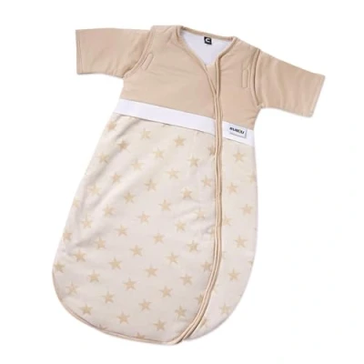 Abbildung von Gesslein 770199 Bubou Babyschlafsack mit abnehmbaren Ärmeln: Temperaturregulierender Ganzjahreschlafsack für Neugeborene, Baby Größe 50/60 cm, Sterne beige/creme
