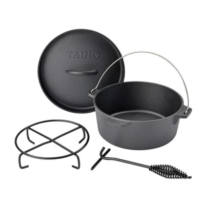 Abbildung von TAINO Feuertopf Dutch Oven, Gusseisen (1 tlg), 4L, Ø 25cm, Gusseisen, Schmortopf, inkl. Deckelheber, Schwarz