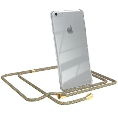 Abbildung von EAZY CASE Handykette kompatibel mit iPhone 6 / 6S Plus Handyhülle Umhängeband, Handykordel Schutzhülle, Silikonhülle, Hülle Band, Stylische Kette für Smartphone, Rainbow