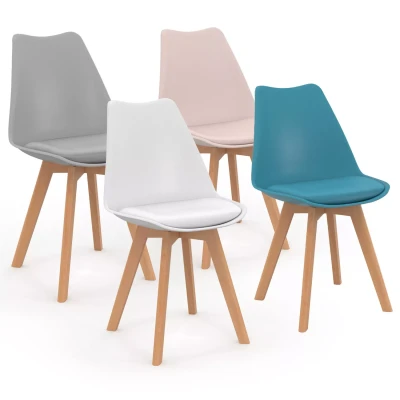 Abbildung von IDMarket Set mit 4 Stühlen Sara Mix Color, Rosa, Weiß, Hellgrau, Blau