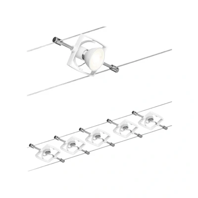 Abbildung von Paulmann 94134 Seilsystem Mac II Weiß Seilleuchte 5 Spots mit Spannseil und Trafo max. 10W GU5,3 Drahtseilsystem ohne Leuchtmittel
