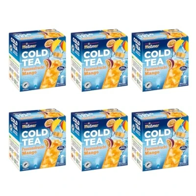 Abbildung von Meßmer Cold Tea Passionsfrucht Mango 6er Pack mit 84 Pyramidenbeuteln Glutenfrei Laktosefrei Vegan