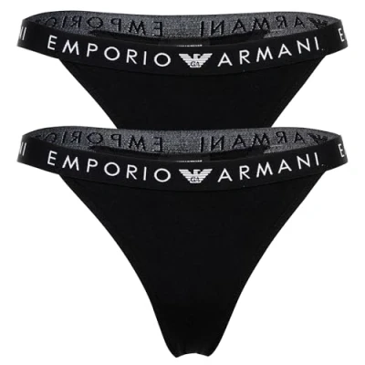 Abbildung von Emporio Armani Thong 2 PACK String, Damen, Größe: Large, Nero black