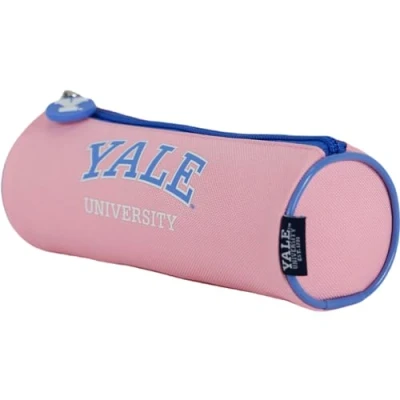 Abbildung von DOHE Rundes Schulmäppchen Reißverschluss, strapazierfähiges Polyester, 21x7,5x7,5 cm, Schulmaterial Yale University Pink Lady Rosa