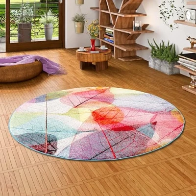 Abbildung von Pergamon Designteppich Designer Teppich Faro Tropical Bunte Blätter Rund, Rechteckig, Höhe: 11 mm