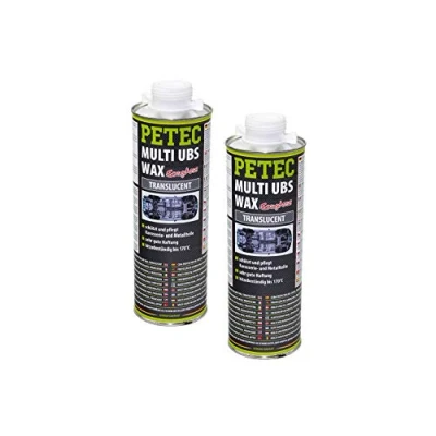 Abbildung von 2 Liter Petec UBS Wax Unterbodenschutz auf Wachsbasis Saugdose transparent