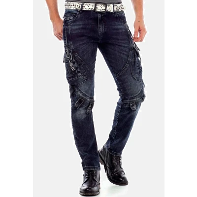 Abbildung von Cipo &amp; Baxx Slim Fit Jeans mit Verschlussschnallen in Straight