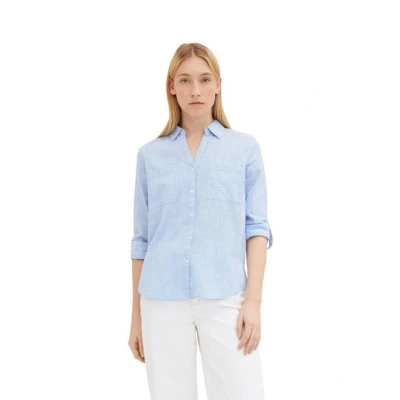 Abbildung von TOM Tailor MIT Brusttaschen Hemdbluse, Damen, Größe: 34, Dreamy blue