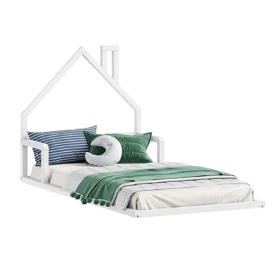 Abbildung von IDIMEX Kinderbett ELOA, Bodenbett 90x200 cm Montessori weiß