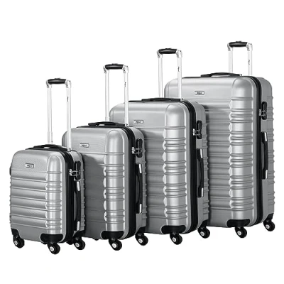 Abbildung von Zelsius Koffer Set 4 Stück, Grau ABS mit Zahlenschloss, Rollen und Innen Trennwand Handgepäckkoffer, Hartschalenkoffer teilig, Trolley, Groß, Luggage