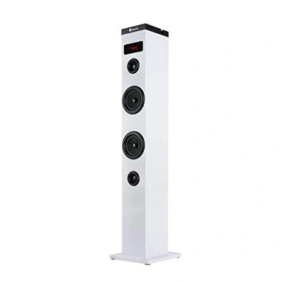 Abbildung von NGS Sky Charm White 50W Bluetooth Sound Tower mit Fernbedienung, Optischem Eingang, USB, FM Radio und AUX IN (Weiß)