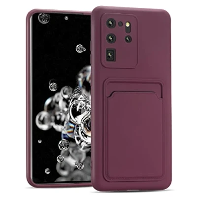 Abbildung von Verco Handyhülle für Samsung Galaxy S20 Ultra Case Silikon, Handy Cover mit Kartenfach Dünne Schutzhülle Hülle Raspberry Lila
