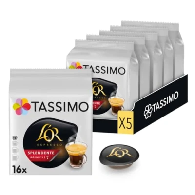 Abbildung von TASSIMO L&#039;OR Espresso Splendente Coffee Capsules T Discs Pods 5 Pack, 80 Drinks