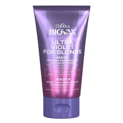 Abbildung von Biovax Ultra Violet Intensiv regenerierende Tonmaske für blonde und graue Haare 150ml