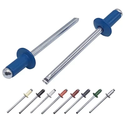 Abbildung von (10 Stück) Lackierte Blindnieten 4,0 x 8 mm, Kuppelkopf, DIN 7337, Aluminiumniete und Stahldorn, Popnieten (10, Enzianblau RAL 5010)