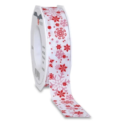 Abbildung von Prasent CAVALESE Bedrucktes Schleifenband weiß/rot 20 m Länge, 25 mm Breite, Polyester