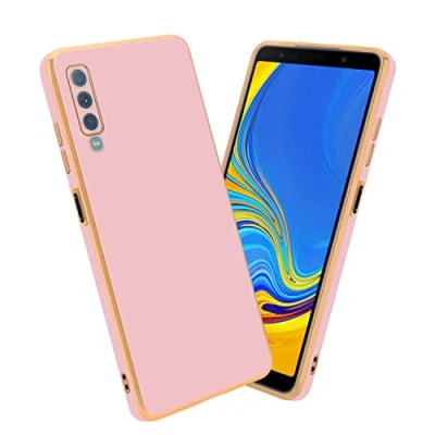 Abbildung von Cadorabo Hülle kompatibel mit Samsung Galaxy A7 2018 Schutzhülle TPU Silikon Case Liquid Design Kameraschutz Slim Kratzfest Weiche Gummi Rundumschutz für in Rosa