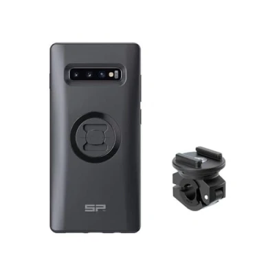Abbildung von SP CONNECT Komplettpaket Moto Bundle montiert auf Rückspiegel Samsung S10+