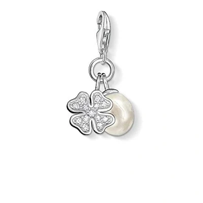 Abbildung von THOMAS SABO Charm Einhänger Kleeblatt mit Perle, 0831 167 14, Zirkonia (synth) Süßwasserzuchtperle