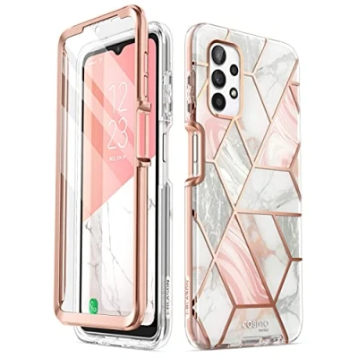 Abbildung von i Blason Glitzer Hülle für Samsung Galaxy A32 5G Bumper Case Handyhülle 360 Grad Schutzhülle Bling Cover [Cosmo] mit integriertem Displayschutz (Marmor)