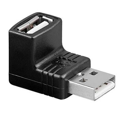 Abbildung von BestPlug 2.0 USB Adapter Verbindungsstück, A Stecker männlich auf Buchse Kupplung weiblich 90 abgewinkelt, High Speed, Schwarz